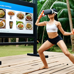 **

Prompt:  "Dynamic person doing Functional Training outdoors in Thailand, incorporating traditional Thai movements (like Muay Thai stances), using VR headset, modern fitness equipment, healthy Thai meal nearby, AI data analysis displayed on a screen, serene landscape background.  Emphasize agility, strength, and the blend of traditional & modern techniques."

**